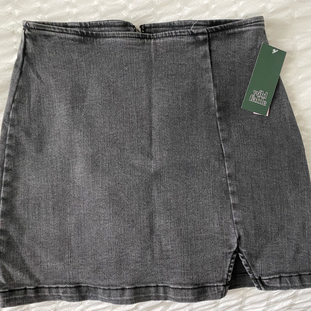 Black denim skirt